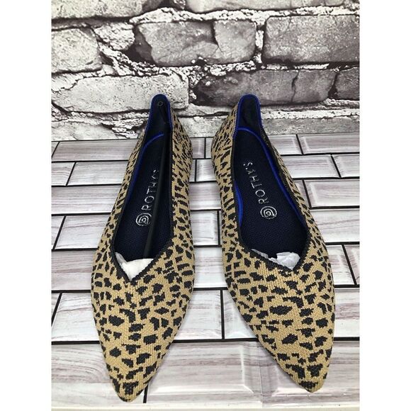 Rothy’s The Point Leopard Cheetah Print Fabric Pointed Ballet Flats Women Sz 9.5 - Picture 2 of 16